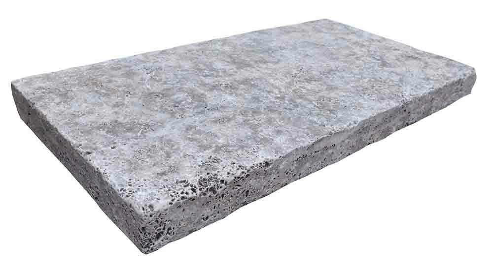 Margelle de piscine ou couvertine TITANIUM GREY, bords droits, surface vieillie, 33 cm x 61 cm x 5 cm