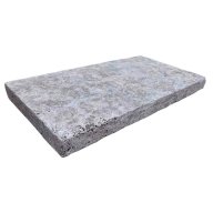 Margelle de piscine ou couvertine TITANIUM GREY, bords droits, surface vieillie, 33 cm x 61 cm x 5 cm