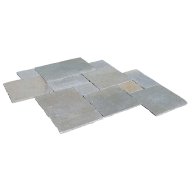 Dalle de sol PONDICHERY en pierre naturelle calcaire d'Inde, bords adoucis, surface vieillie, GRAND opus 4 formats, épaisseur 2,4-2,6 cm