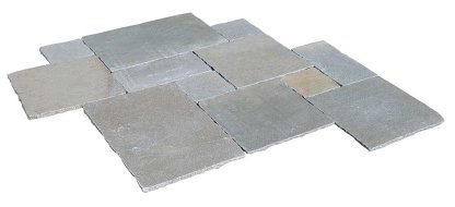 Vignette Dalle de sol PONDICHERY en pierre naturelle calcaire d'Inde, bords adoucis, surface vieillie, GRAND opus 4 formats, épaisseur 2,4-2,6 cm
