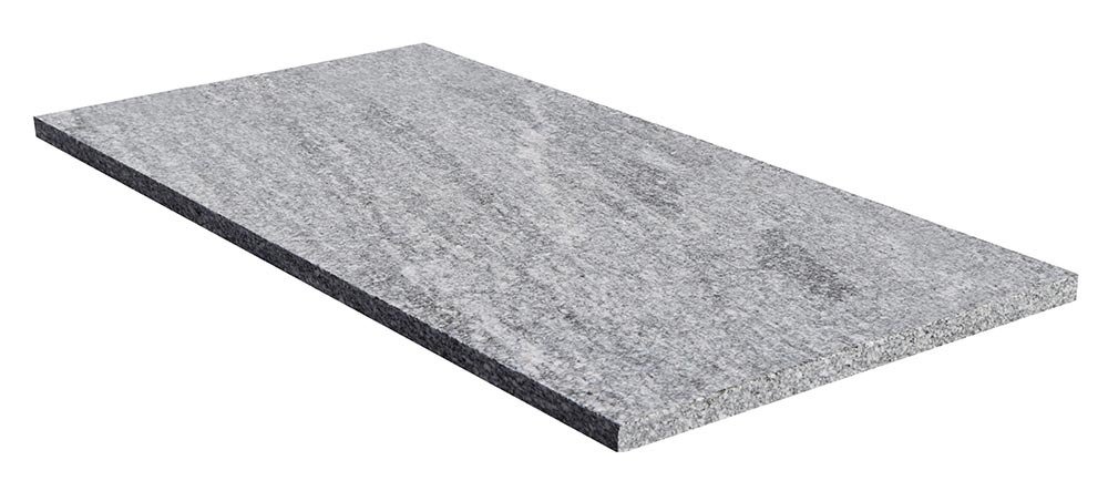 dalle de sol ou murale POLAR COLD en granit, bords sciés, surface flammée brossée, 40 cm x 80 cm x 2 cm - PALETTE COMPLETE