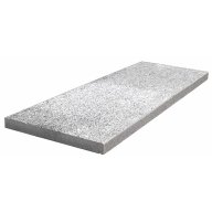 Marche en granit gris OXFORD PEARL, bord droit chanfreiné, aspect flammé brossé, 35 cm x 100 cm x 3 cm - PALETTE COMPLETE
