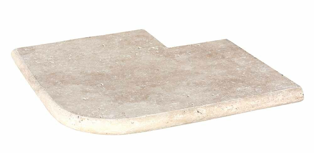 Angle sortant pour margelle de piscine CLASSHADE, 48 cm x 48 cm x 5 cm, bord demi-rond - PALETTE COMPLETE