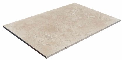 Vignette Travertin, dalle de sol ou murale en pierre naturelle CLASSED BLOCKED, bords sciés, surface vieillie, 40,6 cm x 61 cm x 1,2 cm