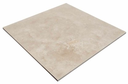 Vignette Travertin, dalle de sol ou murale en pierre naturelle CLASSED BLOCKED, bords sciés, surface vieillie, 61 cm x 61 cm x 1,2 cm