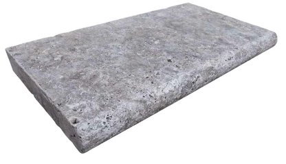 Vignette Margelle de piscine ou couvertine TITANIUM GREY, 1 bord demi-rond, surface vieillie, 33 cm x 61 cm x 5 cm