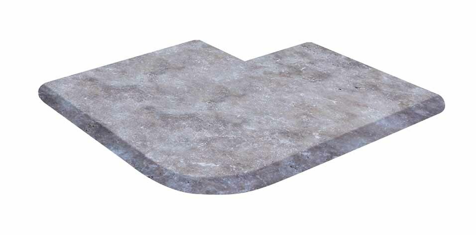 Angle sortant pour margelle de piscine TITANIUM GREY, 45,7 cm x 45,7 cm x 5 cm, bord demi-rond - PALETTE COMPLETE