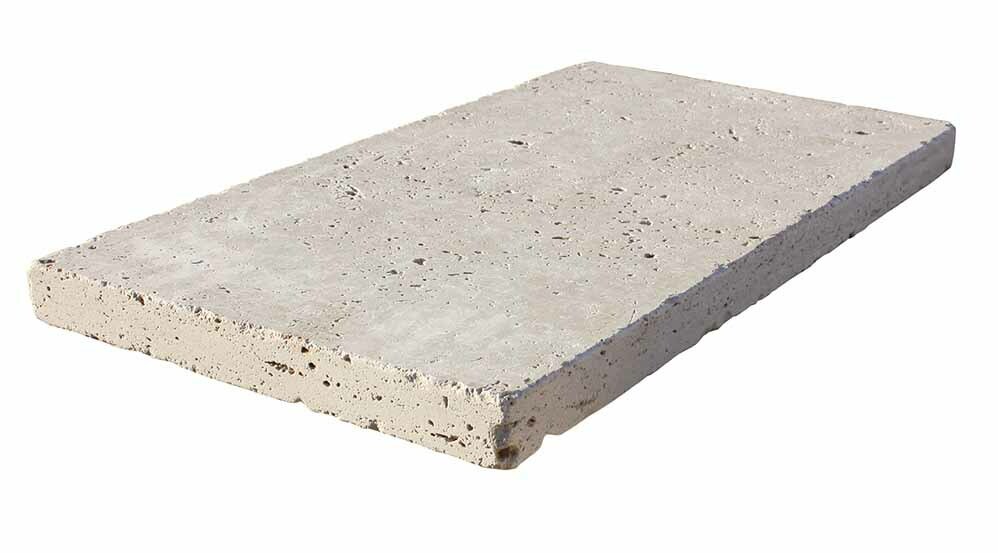 Margelle de piscine ou couvertine CAPLIGHT, bords droits, surface vieillie, 33 cm x 61 cm x 3 cm