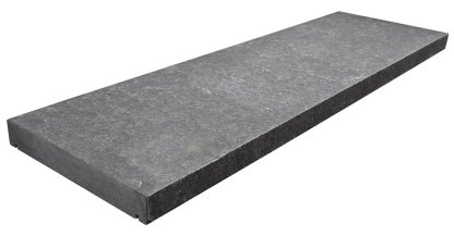 Vignette Margelle de piscine CARBON en basalte, bord droit chanfreiné, surface flammée brossée, 35 cm x 100 cm x 3 cm