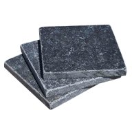 Dalles en marbre noir BLACK PANTHER, bords adoucis, surface vieillie, 10 cm x 10 cm x 1 cm