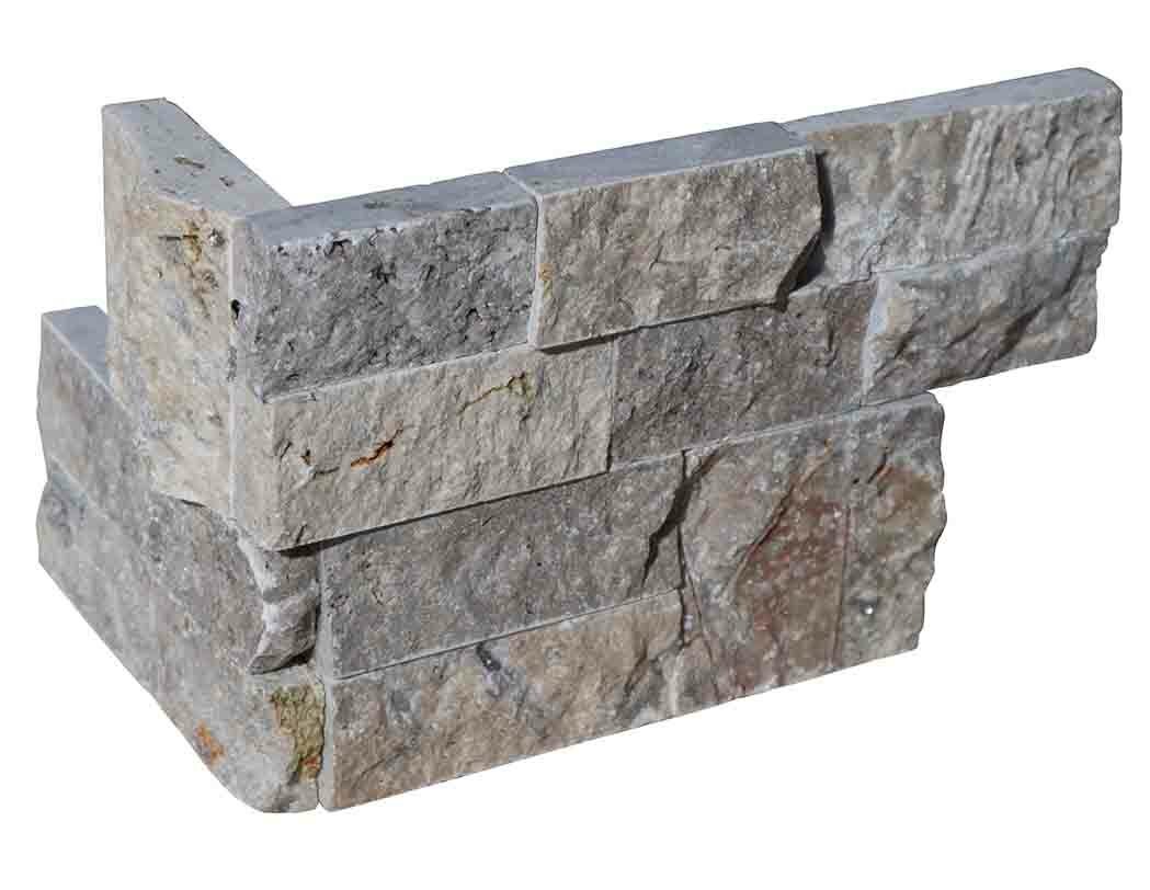 Parement mural d'angle pierre naturelle TITANIUM GREY module de 15 x 20/40 cm x 1,7 cm - PALETTE COMPLETE
