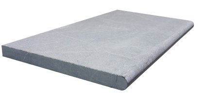 Vignette Margelle de piscine en marbre NOBILY GREY, 1 bord demi-rond, surface sablée, 33 cm x 61 cm x 3,2 cm