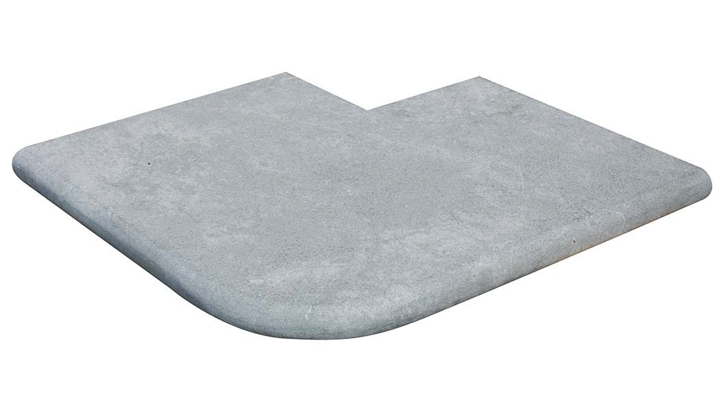 Angle sortant en marbre NOBILY GREY, pour margelle de piscine , 48 cm x 48 cm x 3,2 cm, bord demi-rond - PALETTE COMPLETE