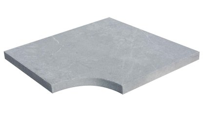 Vignette Angle rentrant en marbre NOBILY GREY, pour margelle de piscine , 48 cm x 48 cm x 3,2 cm, bord droit