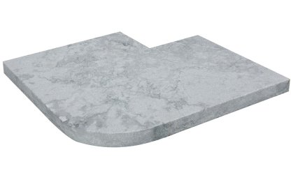 Vignette Angle sortant en marbre NOBILY GREY,pour margelle de piscine , 48 cm x 48 cm x 3,2 cm, bord droit