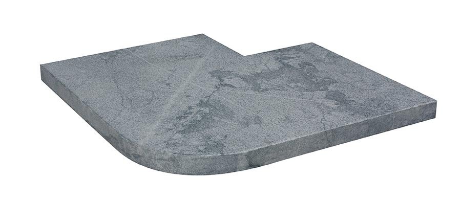 Angle sortant en marbre NOBILY DARKNESS,pour margelle de piscine , 48 cm x 48 cm x 3,2 cm, bord droit - PALETTE COMPLETE
