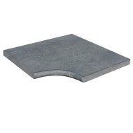 Angle rentrant en marbre NOBILY DARKNESS, pour margelle de piscine , 48 cm x 48 cm x 3,2 cm, bord demi-rond - PALETTE COMPLETE