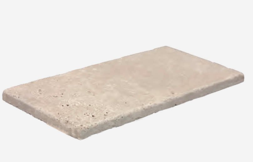 Travertin, dalle de sol ou murale en pierre naturelle CLASSHADE, bords adoucis, surface vieillie, 10 cm x 20 cm x 1 cm - PALETTE COMPLETE