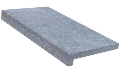 Vignette Marche en L en marbre NOBILY GREY, 33 cm x 61 cm x 3,2 cm + 3 cm, nez droit