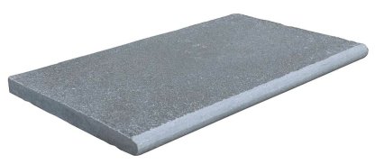 Vignette Margelle de piscine ou couvertine NEW DELHI en pierre naturelle calcaire d'Inde, 1 bord demi-rond, bords adoucis, surface vieillie, 35 cm x 60 cm x 3 cm