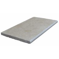 Margelle de piscine ou couvertine PONDICHERY en pierre naturelle calcaire d'Inde, 1 bord demi-rond, bords adoucis, surface vieillie, 35 cm x 60 cm x 3 cm