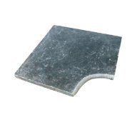 Angle rentrant pour margelle de piscine en marbre noir BLACK PANTHER, 45 cm x 45 cm x 3,2 cm, bord demi-rond
