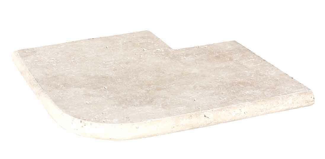 Angle sortant pour margelle de piscine CAPLIGHT, 48 cm x 48 cm x 3 cm, bord demi-rond - PALETTE COMPLETE