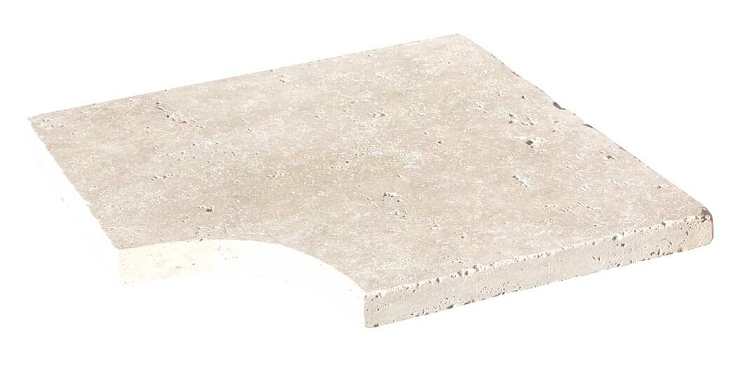 Angle rentrant pour margelle de piscine CAPLIGHT, 48 cm x 48 cm x 3 cm, bord droit - PALETTE COMPLETE