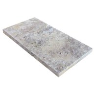Margelle de piscine ou couvertine SILVER GREY, bords droits, surface vieillie, 33 cm x 61 cm x 3 cm