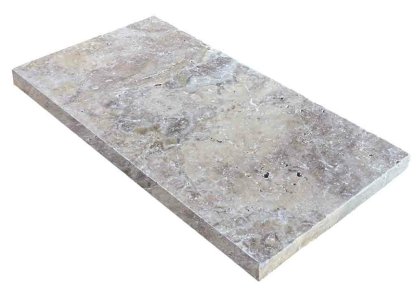 Vignette Margelle de piscine ou couvertine SILVER GREY, bords droits, surface vieillie, 33 cm x 61 cm x 3 cm