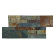 Parement pierre naturelle en petite plaquette, teinte ardoise/rouille