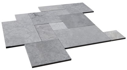 Vignette Dalles en marbre NOBILY GREY, bords sciés, surface sablée, opus 4 formats , épaisseur 2 cm