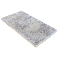 Margelle de piscine ou couvertine SILVER GREY, 1 bord demi-rond, surface vieillie, 33 cm x 61 cm x 3 cm