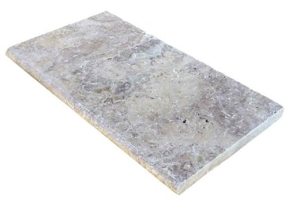 Vignette Margelle de piscine ou couvertine SILVER GREY, 1 bord demi-rond, surface vieillie, 33 cm x 61 cm x 3 cm