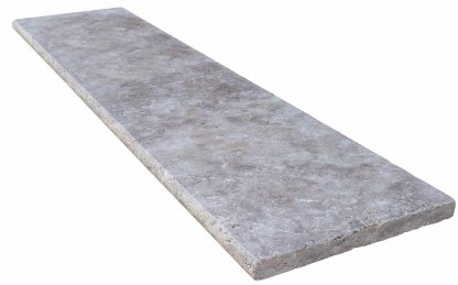Vignette Margelle de piscine ou couvertine TITANIUM GREY, 1 bord demi-rond, surface vieillie, 33 cm x 120 cm x 3 cm