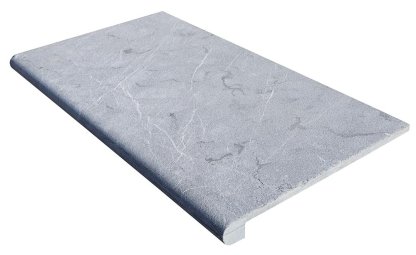 Vignette Marche en L en marbre NOBILY GREY, 33 cm x 61 cm x 1,2 cm + 1,8 cm, nez arrondi