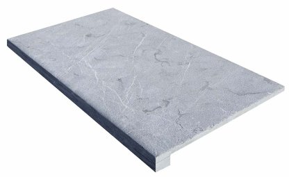 Vignette Marche en L en marbre NOBILY GREY, 33 cm x 61 cm x 1,2 cm + 1,8 cm, nez droit