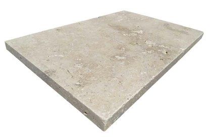 Vignette Travertin, dalle de sol ou murale en pierre naturelle STRONG MIX, bords adoucis, surface vieillie, 40,6 cm x 61 cm x 3 cm