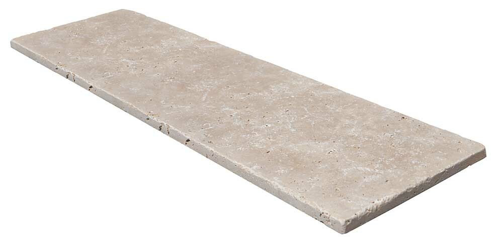 Travertin, dalle de sol ou murale en pierre naturelle CLASSHADE, bords adoucis, surface vieillie, 20,3 cm x 61 cm x 1,2 cm - PALETTE COMPLETE