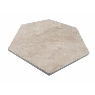 Travertin, dalle de sol ou murale en pierre naturelle CLASSHADE, bords adoucis, surface vieillie, hexagonale 11,6 cm x 23,2 cm x 1 cm - PALETTE COMPLETE