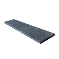 Margelle de piscine ou couvertine en marbre noir BLACK PANTHER, 1 bord demi-rond, surface vieillie, 33 cm x 100 cm x 3,2 cm