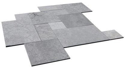 Vignette Dalles en marbre NOBILY GREY, bords sciés, surface sablée, opus 4 formats , épaisseur 1,2 cm