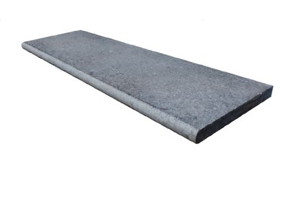 Vignette Margelle de piscine en marbre NOBILY DARKNESS, 1 bord demi-rond, surface sablée brossée, 33 cm x 100 cm x 3,2 cm