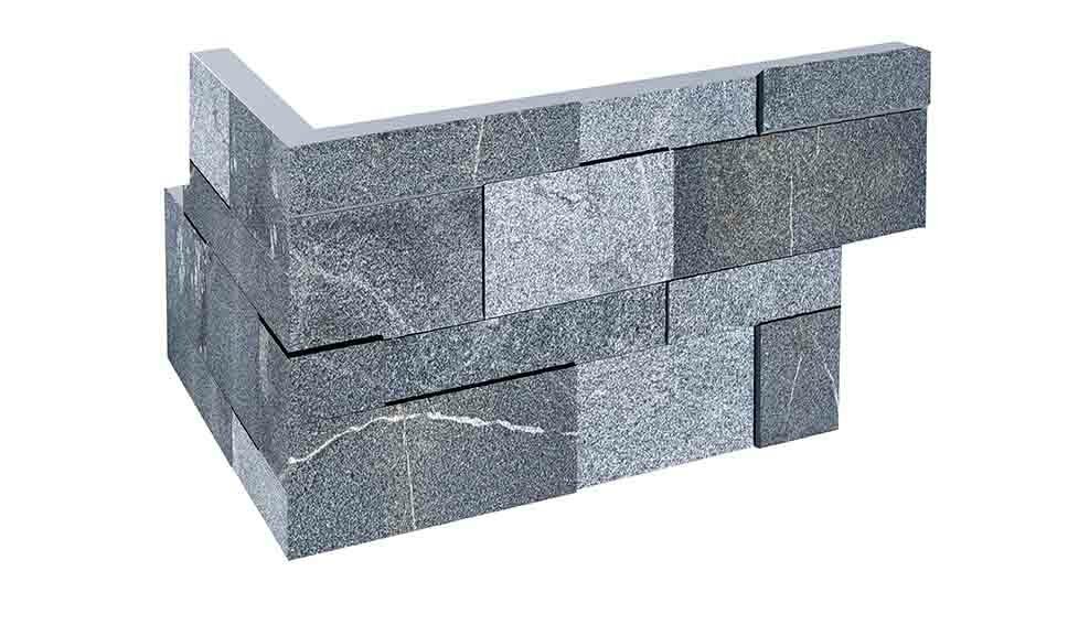 Parement mural d'angle marbre NOBILY DARKNESS, 15 cm x 20/40 cm x 1,7 cm - PALETTE COMPLETE