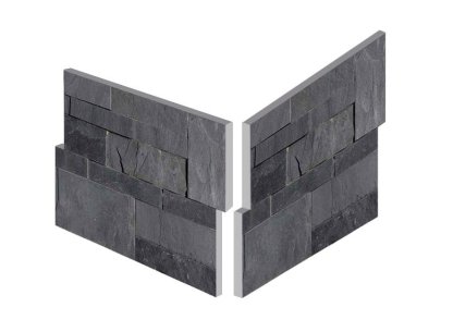 Vignette Angle pierre naturelle en petite plaquette, teinte anthracite/charbon