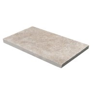 Travertin, dalle de sol en pierre naturelle CLASSHADE, bords adoucis, surface vieillie, 30,5 cm x 61 cm x 3 cm - PALETTE COMPLETE