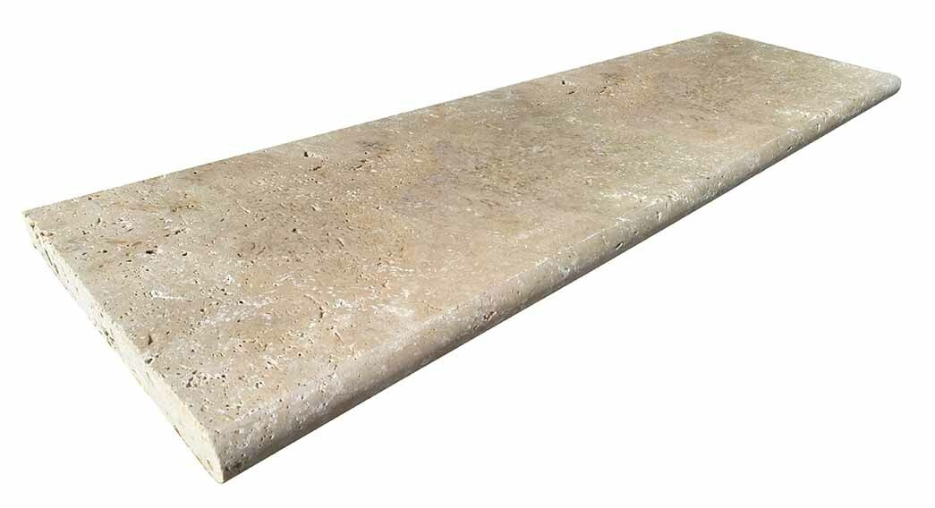 Margelle de piscine ou couvertine STRONG MIX, 1 bord demi-rond, surface vieillie, 33 cm x 100 cm x 3 cm
