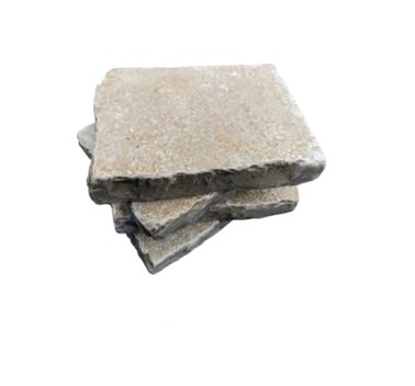 Vignette Pavé PONDICHERY en pierre naturelle calcaire d'Inde, bords adoucis, surface vieillie, 14 cm x 20 cm x 4 cm - PALETTE COMPLETE