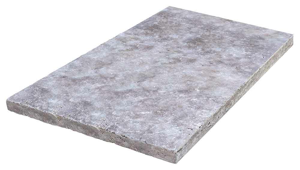 Margelle de piscine ou couvertine TITANIUM GREY, bords droits, surface vieillie, 40,6 cm x 61 cm x 3 cm