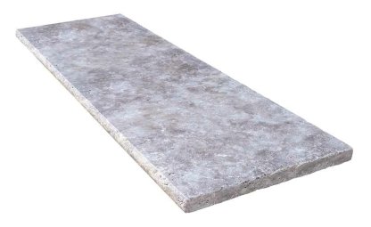 Vignette Margelle de piscine ou couvertine TITANIUM GREY, 1 bord demi-rond, surface vieillie, 50 cm x 120 cm x 3 cm